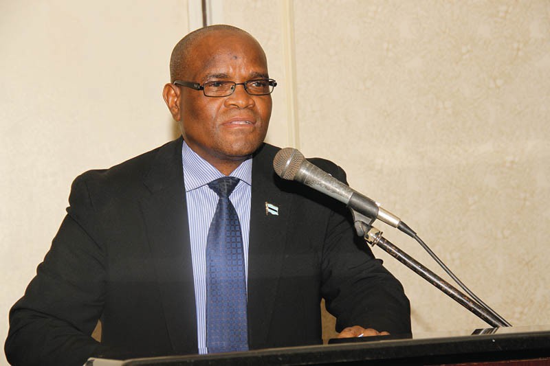 Permanent secretary Dikagiso Mokotedi giving a speech at Gaborone Sun recently. PIC: KENNEDY RAMOKONE