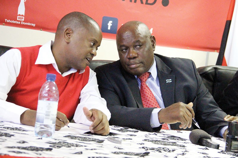 Ntuane and Kgathi at yesterday's press conference PIC: KABO MPAETONA