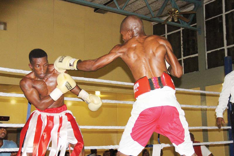 Botswana's Patrick Seoko (left) during his professional bout with South African's Morapedi Khotle PIC: MORERI SEJAKGOMO