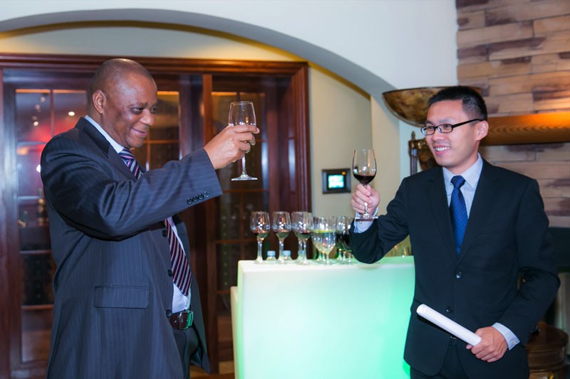 The Ambassador with Huawei Botswana communication Manager Cyril Xu Liang
