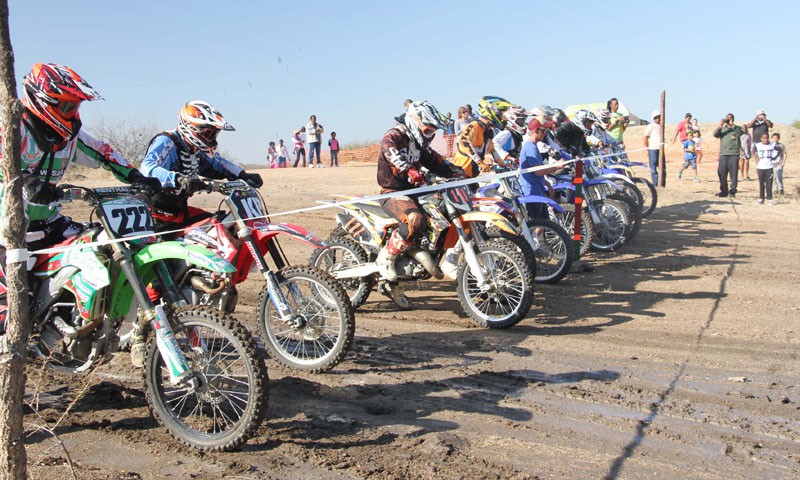 Riders prepare to take off at the previous Motorcross National race in Francistown PIC: KEOAGILE BONANG