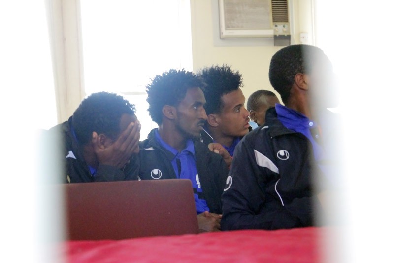 10 Eritrea players seeking asylum in Botswana at Kutlwano Police Station in Francistown PIC. KEOAGILE BONANG