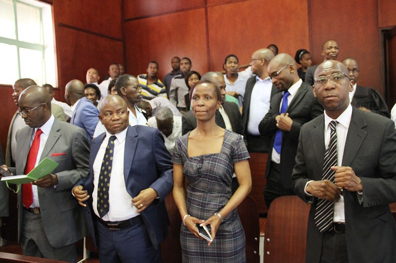 Suspended judges appearing before their colleague yesterday PIC: Kagiso Onkatswitse 