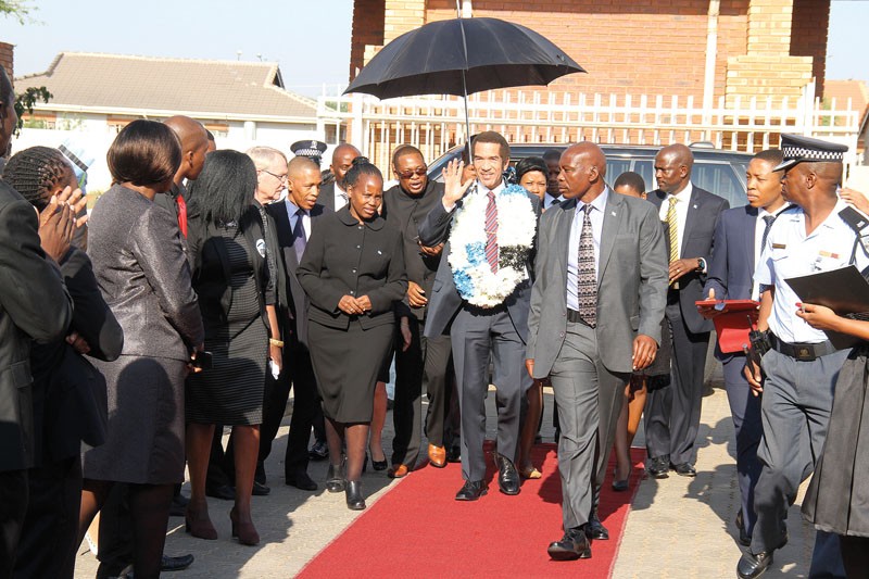 Khama and his team touring Limkokwing University PIC: MORERI SEJAKGOMO