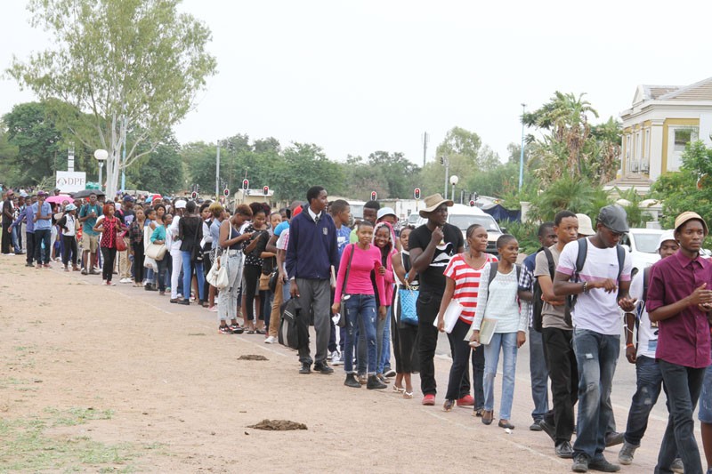 Aspiring tertiary students at a recent career fair in Gaborone