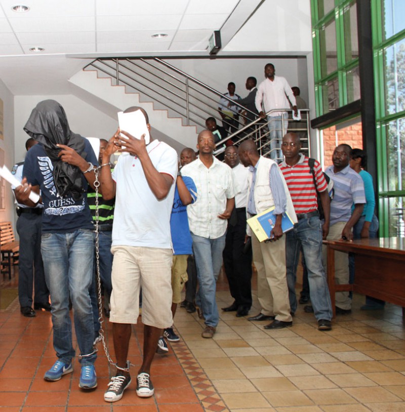 Suspects of Shoppers and Pick N Pay during court appearence.PIC: KAGISO ONKATSWITSE