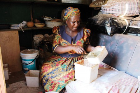 Malebo cooks up a concoction in her 'lab'