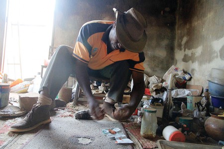 A traditional healer practices his craft