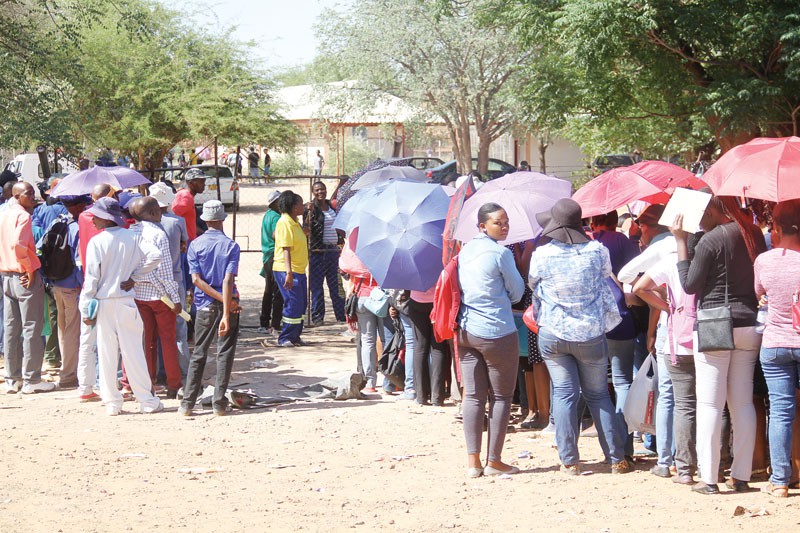 Job seekers waiting to be assisted.PIC: KENNEDY RAMOKONE