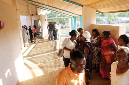 Some of the refugees during their court date
