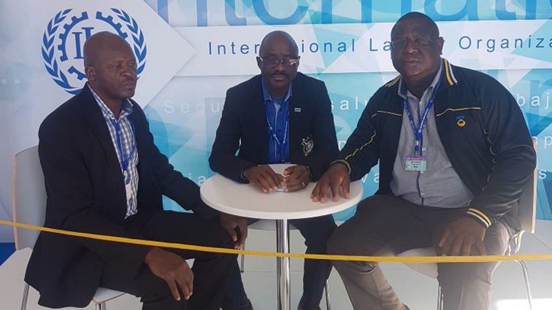 BOFEPUSU leadership during live interviews at the ILO Conference, shortly after reporting Botswana's workers rights violation