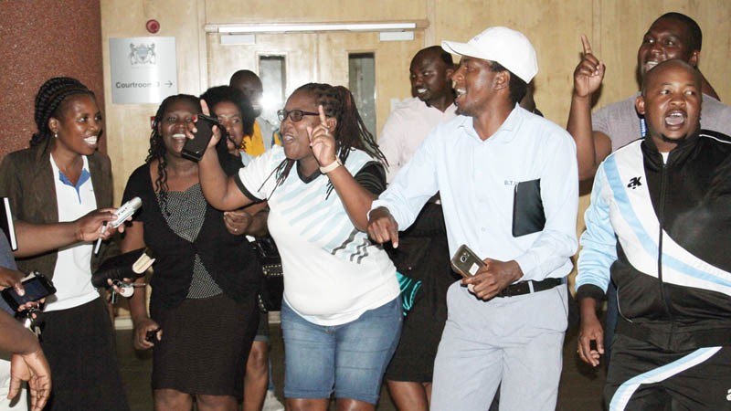 Civil servants during one of their court cases against the government