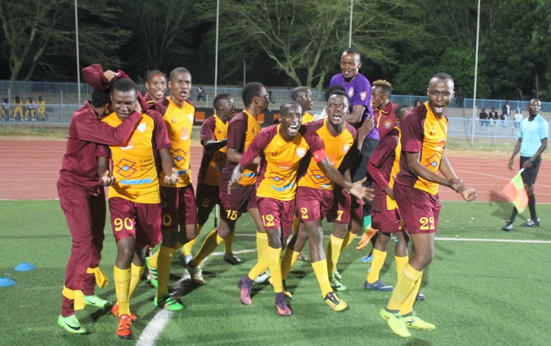 Police XI celebrate their Oramge FA Cup encounter against Miscellaneous PIC: KOKETSO KGOBOGE