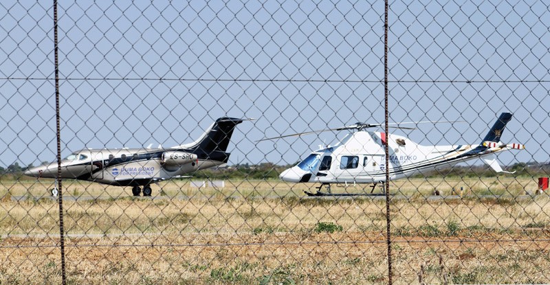 Grounded UDC campaign jet and helicopter at the Francistown International Airport PIC: KEOAGILE BONANG