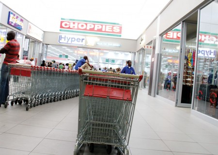 Shoppers at Choppies.