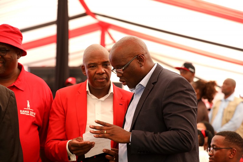 BDP Secretary General Mpho Balopi and BDP Attorney Basimane Bogopa PIC. THALEFANG CHARLES