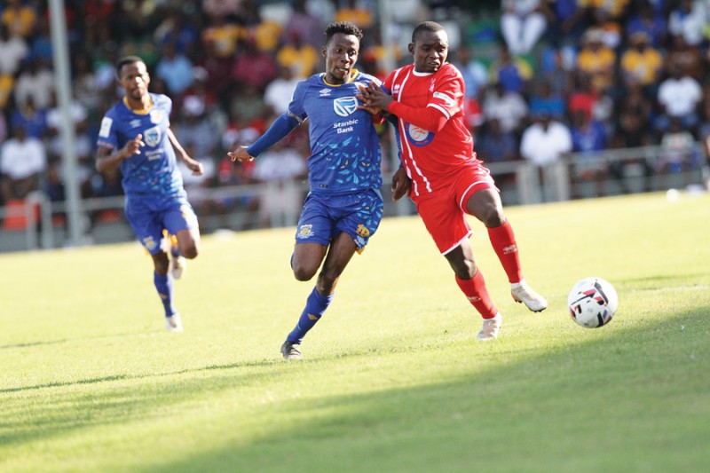 Gaborone United (in red) are the current kings of the city after beating rivals, Township Rollers yesterday PIC: PHATSIMO KAPENG