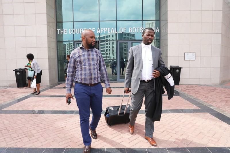 Seretse and his lawyer Ngakaagae leaving the Court of Appeal PIC. THALEFANG CHARLES 