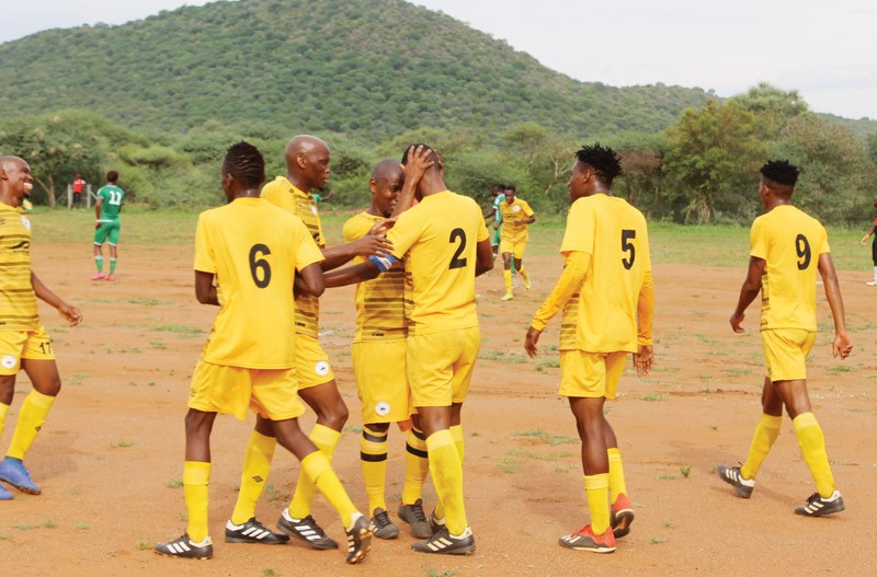 Wanderers players celebrate one of their goals PIC: KOKETSO KGOBOKE