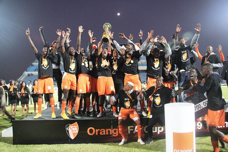 Orapa United celebrate after winning the Orange FA Cup PIC: KEOAGILE BONANG