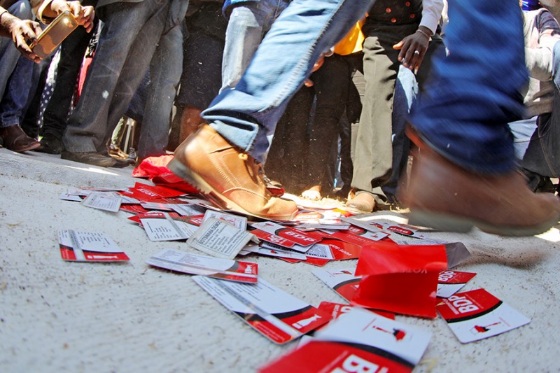 Some BDP members threw away their cards during former president Khama meeting in Serowe PIC. THALEFANG CHARLES