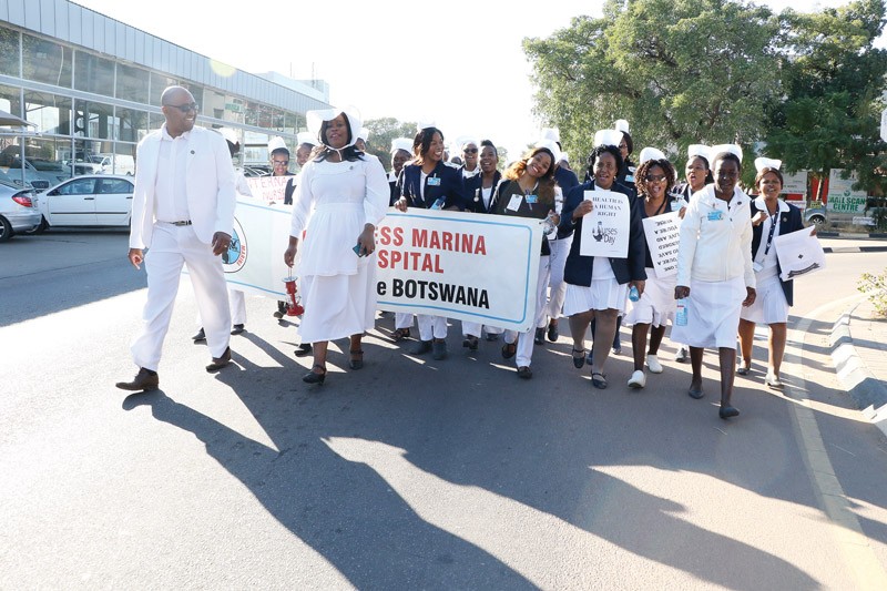 Nurses marching to deliver a petition to the ministry PIC: MORERI SEJAKGOMO