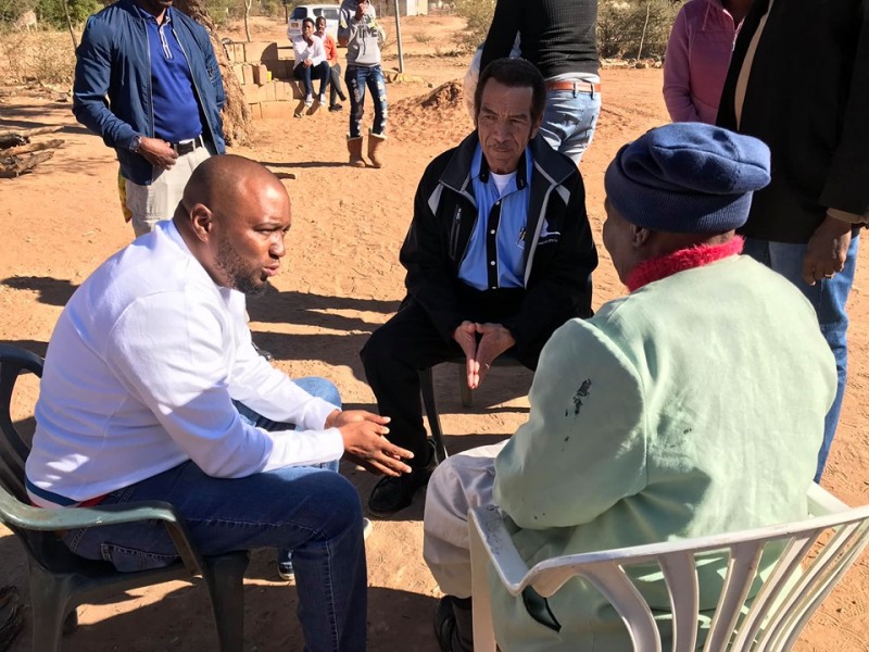 Khama with UDC councillor Arafat Khan in Molepolole