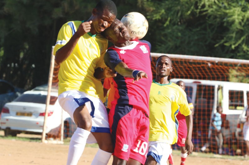 Mogoditshane Fighters (in yellow) are setting the pace in the Debswana First Division South League. PIC: MORERI SEJAKGOMO