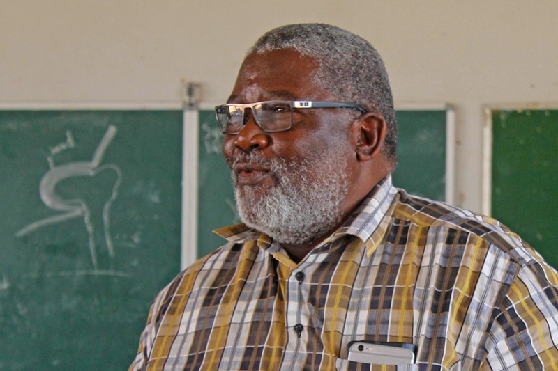 Johnson Motshwarakgole updating Palapye Manual Workers Union members about the PEMANDU results