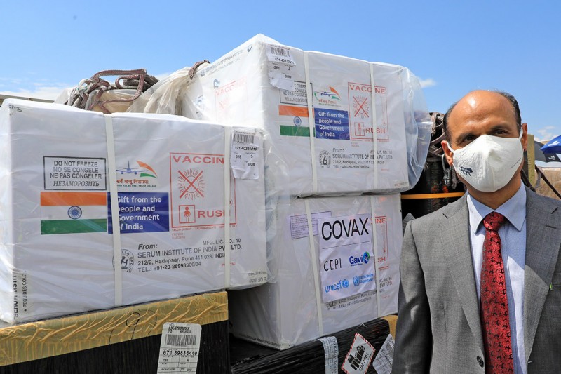 COVISHIELD, a gift from the people and government of India PIC. THALEFANG CHARLES