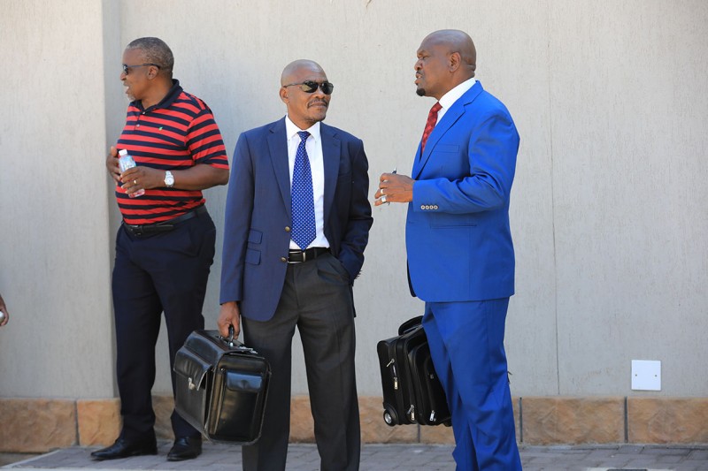 Kgosi and his attorneys Unoda Mack and Thabiso Tafila PIC. THALEFANG CHARLES